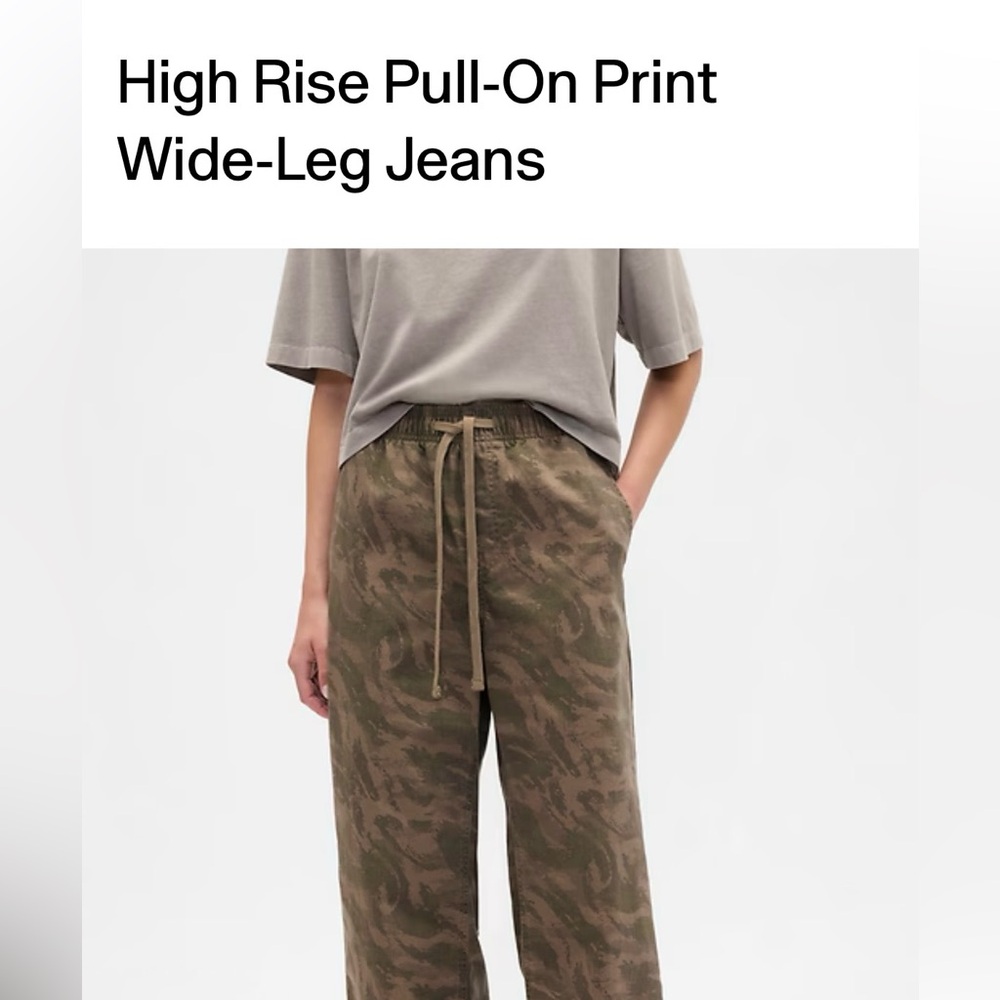 GAP Women's Olive Camo Wide-Leg Drawstring Pants
